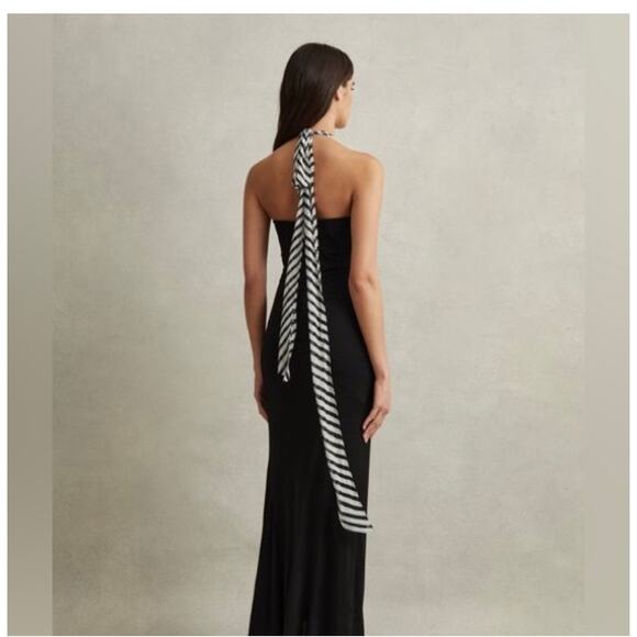 Reiss Iris Halter Maxi Dress - Size 8 - Black & White (new) - Picture 4 of 7
